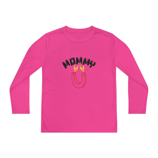 Black Mommy Red Magnet Youth Long Sleeve Competitor Tee