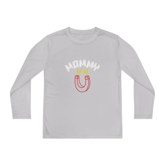 White Mommy Red Magnet Youth Long Sleeve Competitor Tee