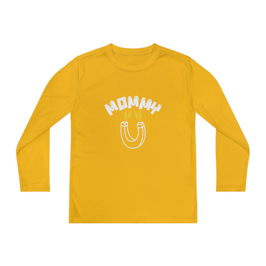 White Mommy White Magnet Youth Long Sleeve Competitor Tee