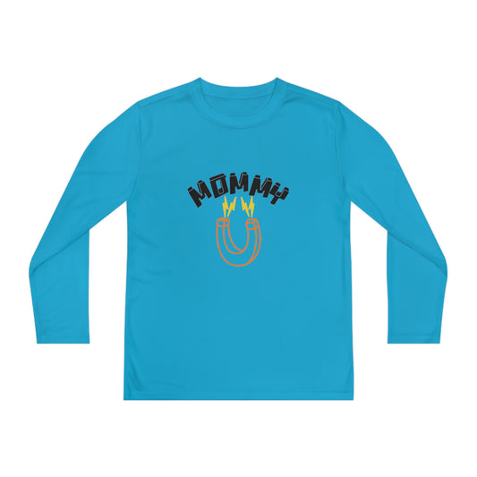 Black Mommy Orange Magnet Youth Long Sleeve Competitor Tee