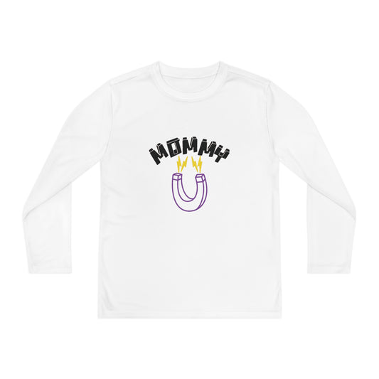 Black Mommy Purple Magnet Youth Long Sleeve Competitor Tee